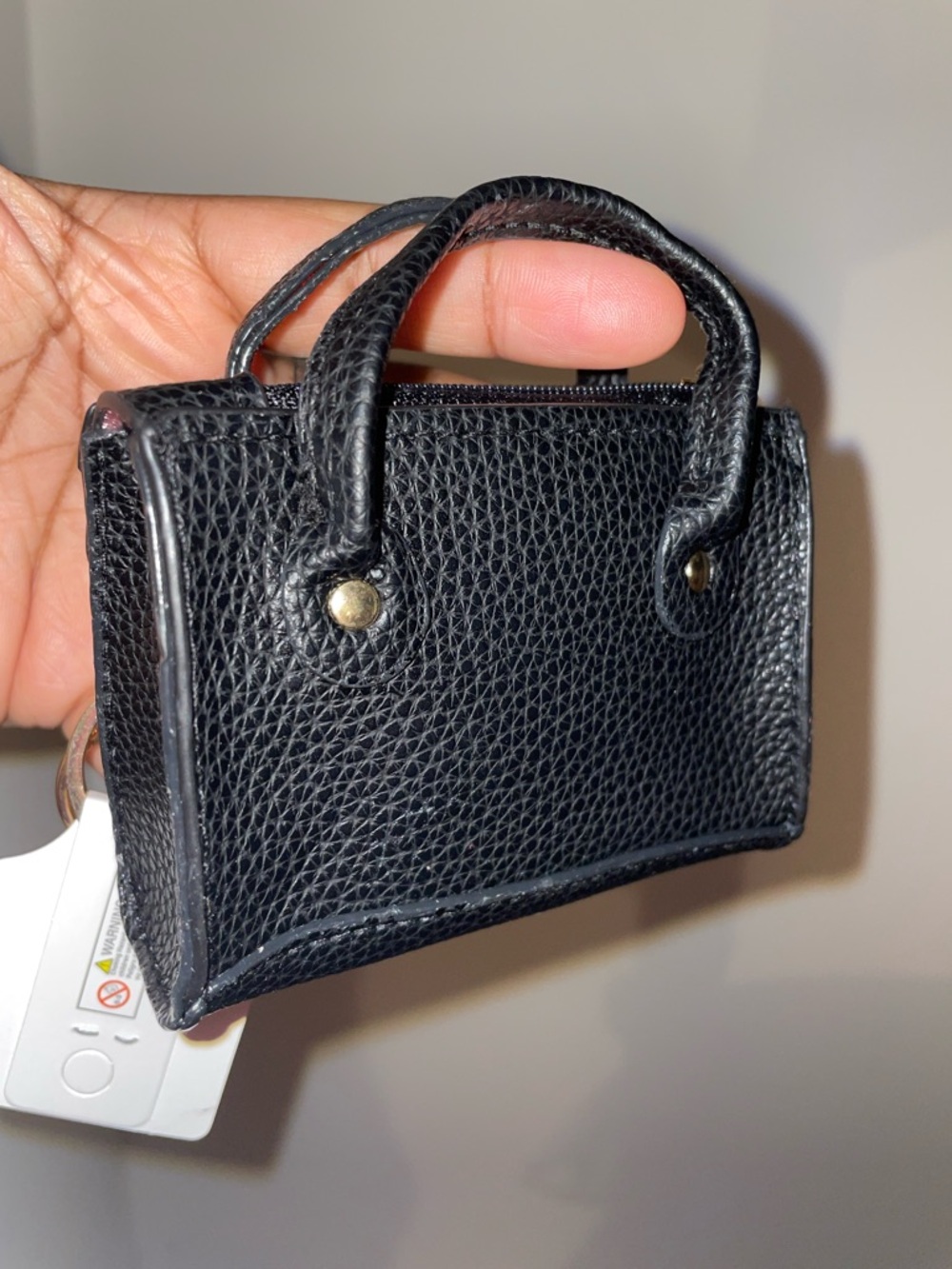 Black Pebbled Leather Mini Satchel Charm - Picture 8 of 9